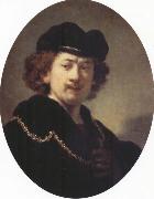 REMBRANDT Harmenszoon van Rijn Self-Portrait with Hat and Gold Chain oil painting on canvas